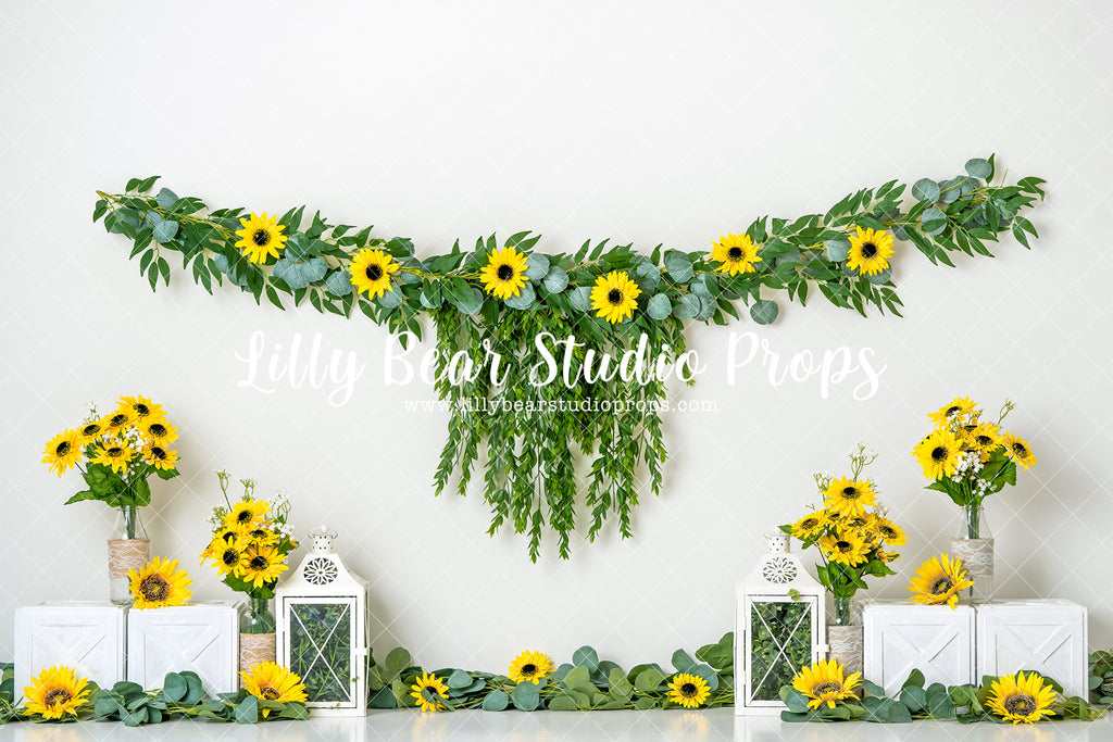 Sunflower Bliss by Jessica Ruth Photography sold by Lilly Bear Studio Props, boho greenery - fabric - fine art - floral