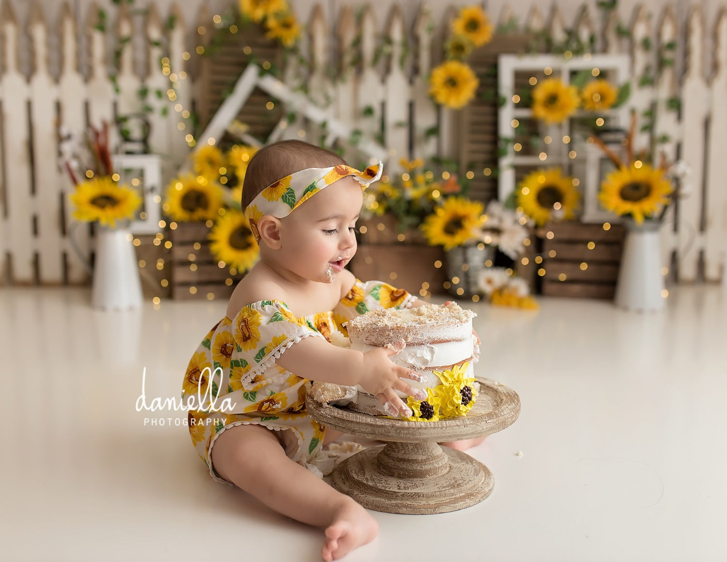 Sunflower Farm by Daniella Photography sold by Lilly Bear Studio Props, FABRICS - farm - fence - floral - lanterns - sp