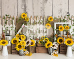 Sunflower Farm by Daniella Photography sold by Lilly Bear Studio Props, FABRICS - farm - fence - floral - lanterns - sp