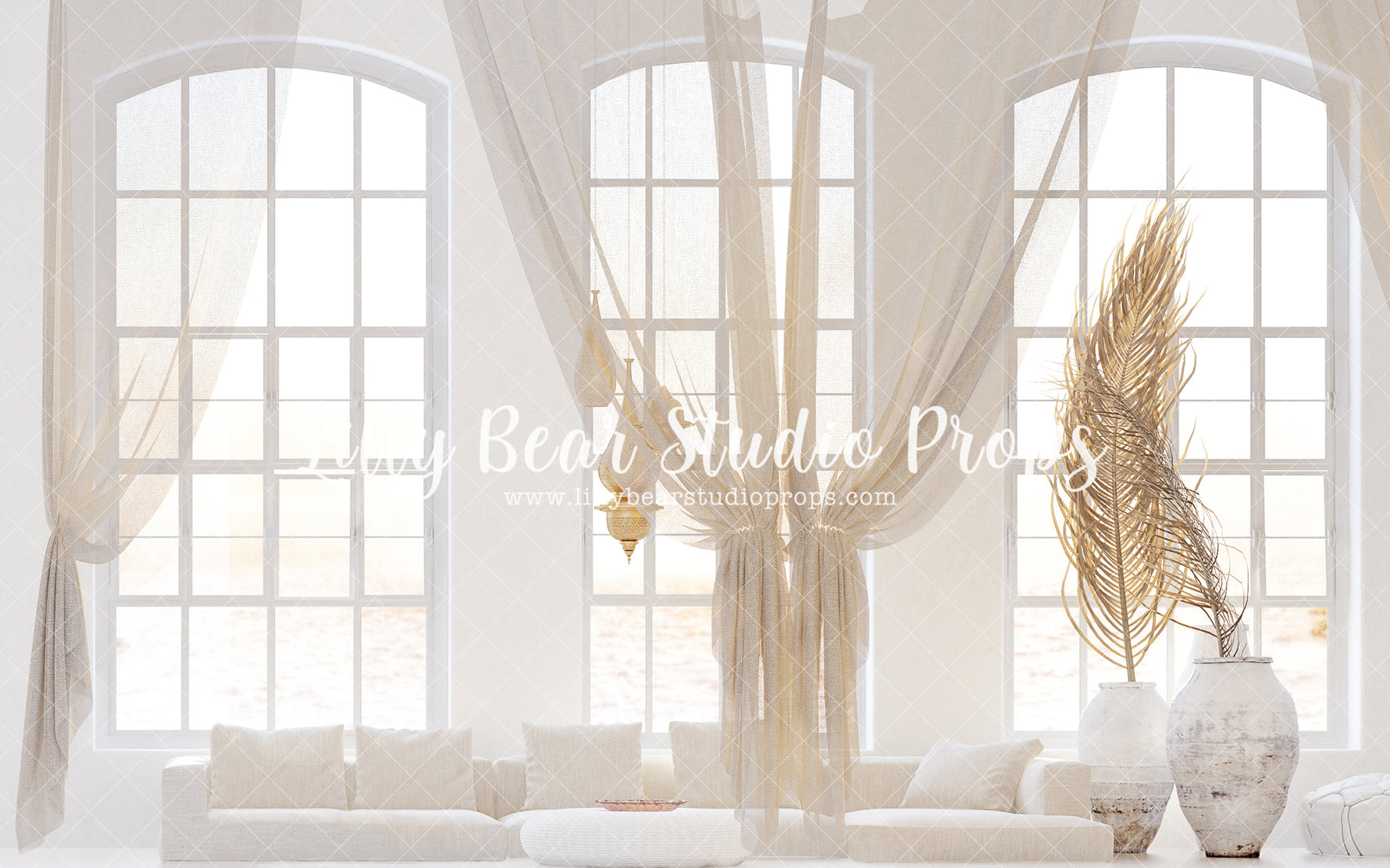 Sunkissed Living - Lilly Bear Studio Props, bamboo, bamboo bed, bamboo peacock bed, bed, bed time, boho, boho arch, boho bed, boho chic, boho lounge, boho room, curtains, FABRICS, Pampas, peacock bed, pillows, scandi, scandinavian, spring, spring boho, spring scandinavian, vase, white bed, white room, white windows, windows