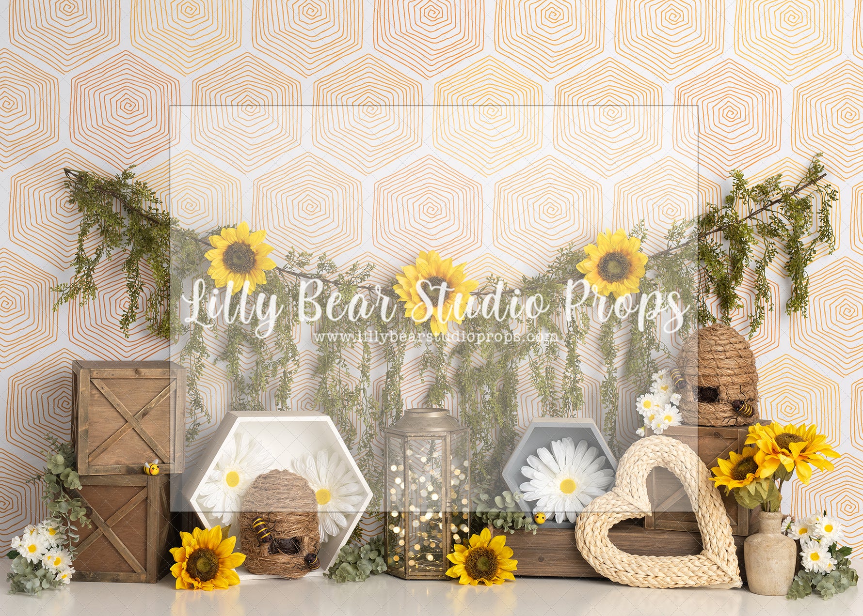 Sunny Honey Bee - Lilly Bear Studio Props, bee, bee hive, bees, busy bee, happy bee day, honey, honey bear woods, honey bees, honey comb, honey comb nest, honey flower, honey jar, honey pot, spring bee, sunflower, sunflower farm, sunflower fence, sunflower field, sunflower garden, sunflower nest, sunflowers