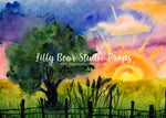 Sunrise Country Field by Lilly Bear Studio Props sold by Lilly Bear Studio Props, autumn leaves - carved pumpkin - clou