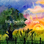 Sunrise Country Field by Lilly Bear Studio Props sold by Lilly Bear Studio Props, autumn leaves - carved pumpkin - clou