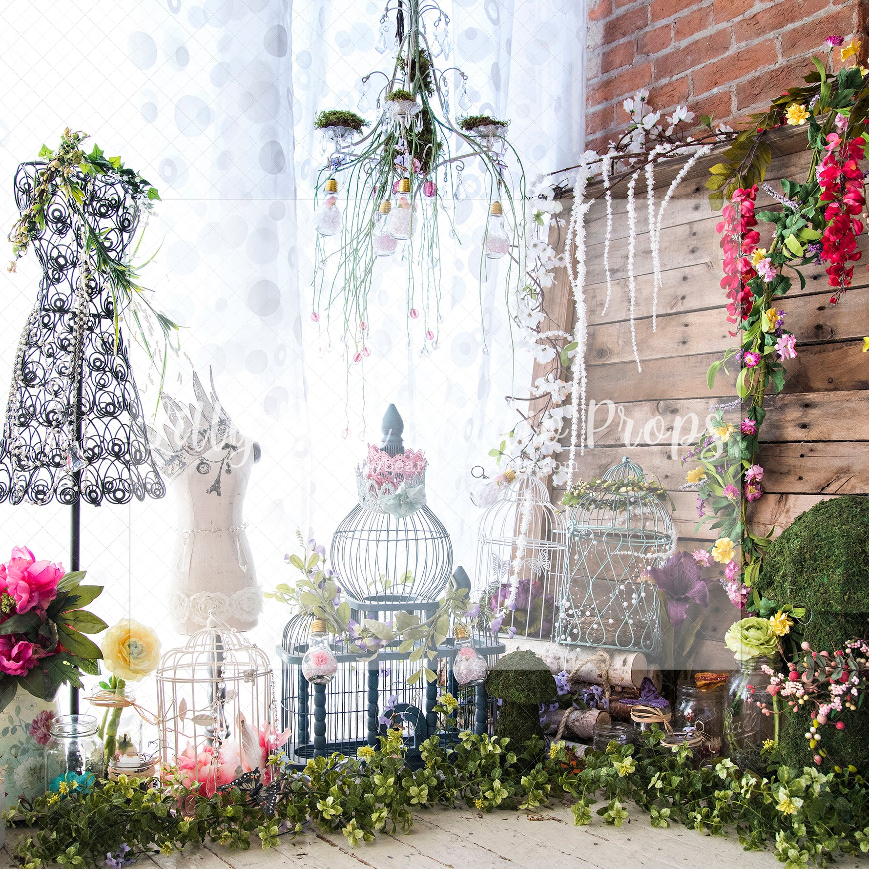 Sunroom Garden - Lilly Bear Studio Props, bunnies, bunny, carrots, easter, easter backdrop, easter bunny, easter garden, FABRICS, flower barn doors, flower garden, flower window, flowers, garden, happy easter, spring, spring garden