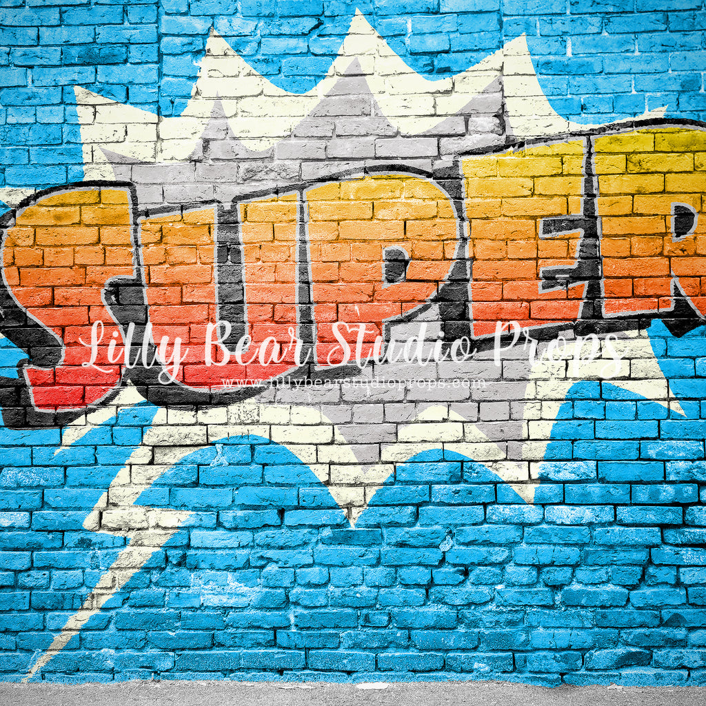 Super - Lilly Bear Studio Props, Brick Wall, comic book, little superhero, my hero, my little hero, super, super hero, superhero, superheros