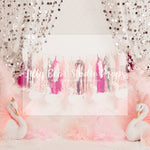 Swan Lake Party - Lilly Bear Studio Props, birthday girl, curtain, dance of swans, feather, feathered fans, feathers, glitter swan, gold beaded curtains, gold confetti, gold glitter beads, heart, heart swans and stars, pink, pink birthday, pink feathers, pink swan, pink tassle, princess swan, silver, silver beaded curtain, silver curtain, swans