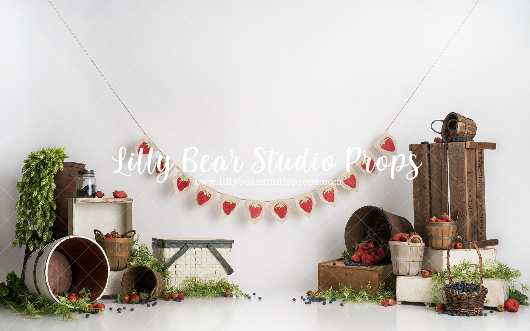 Sweet Berries - Lilly Bear Studio Props, ant, apples, arrows, barn doors, berries, berry cute, berry special birthday, berry sweet, boho, boho chic, fresh fruit, fruit market, greenery, lanterns, picket fence, picnic, picnic backet, red fruit, spanish moss, strawberry, strawberry farm, strawberry field, strawberry fields, strawberry picking, strawberry shortcake, summer, summertime, white picket fence
