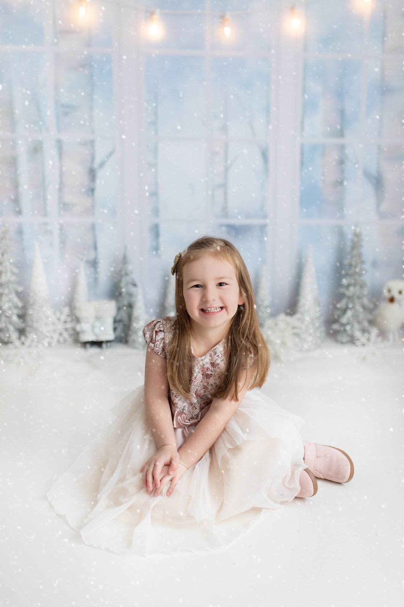 Birch Window Wall - Lilly Bear Studio Props, birch, birch trees, castle, Fabric, fantasy, frozen, girls, hand painted, ice, snow, snowy trees, winter, Wrinkle Free Fabric