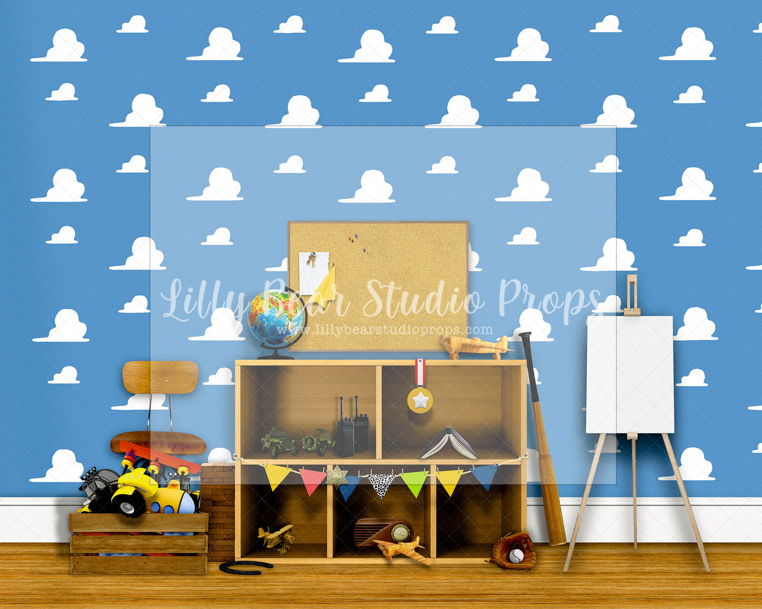 Toys Bedroom - Lilly Bear Studio Props, andy, cloud wall paper, disney, disney toys, Fabric, FABRICS, toy story, toys, Wrinkle Free Fabric