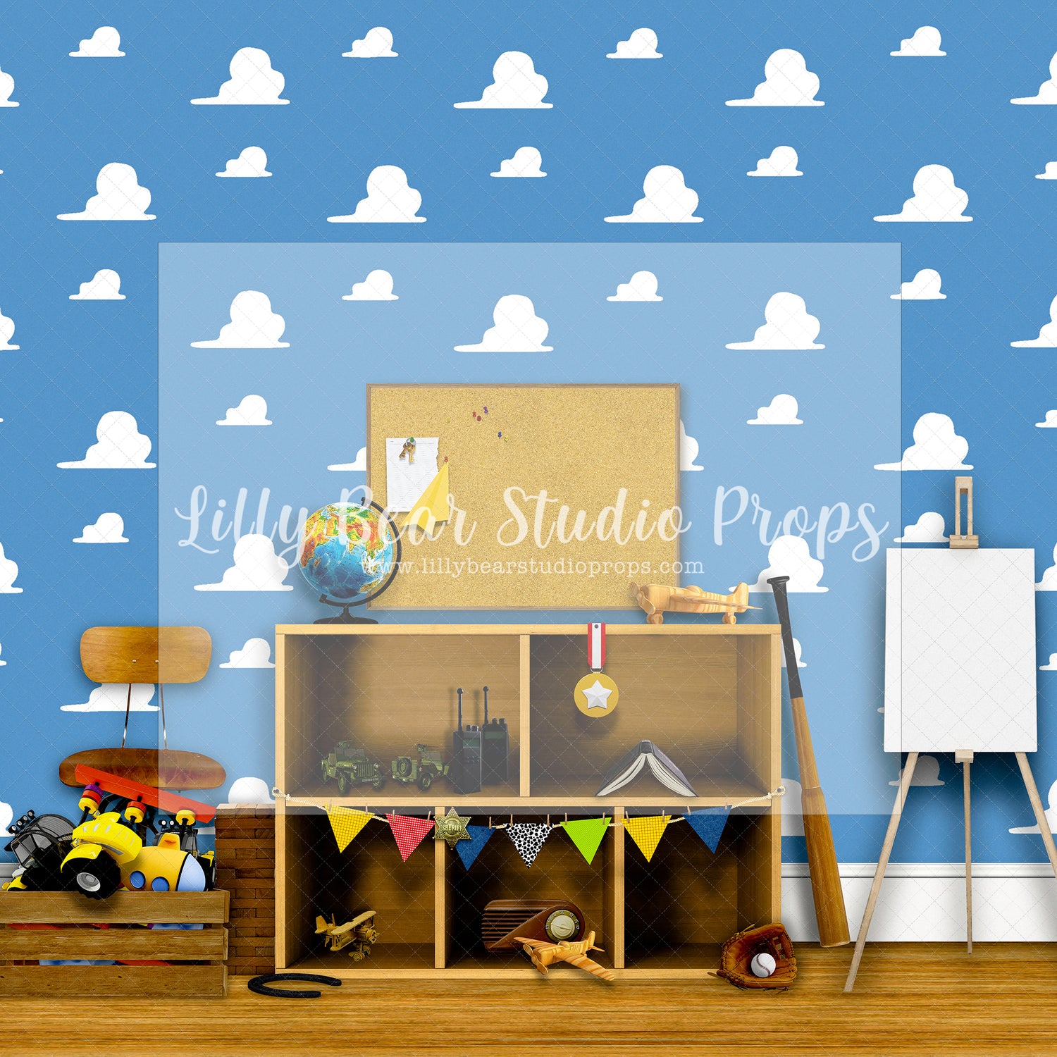Toys Bedroom - Lilly Bear Studio Props, andy, cloud wall paper, disney, disney toys, Fabric, FABRICS, toy story, toys, Wrinkle Free Fabric