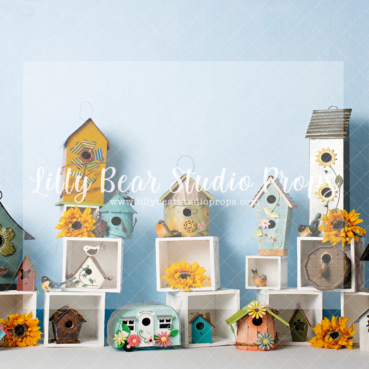 Tweet Tweet - Lilly Bear Studio Props, bird house, birds, boho spring, FABRICS, flower barn doors, flower garden, flower stand, spring, spring camper, spring garden