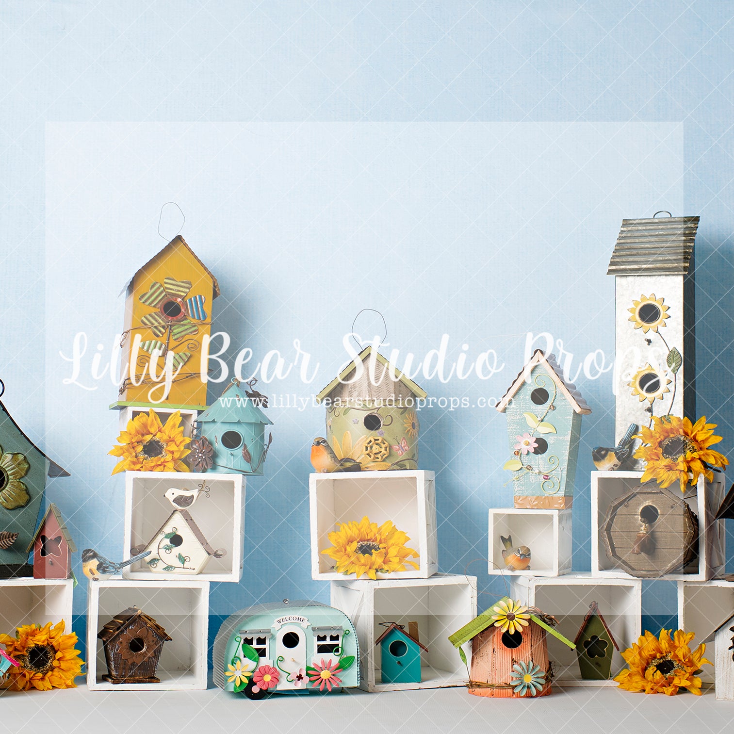 Tweet Tweet - Lilly Bear Studio Props, bird house, birds, boho spring, FABRICS, flower barn doors, flower garden, flower stand, spring, spring camper, spring garden