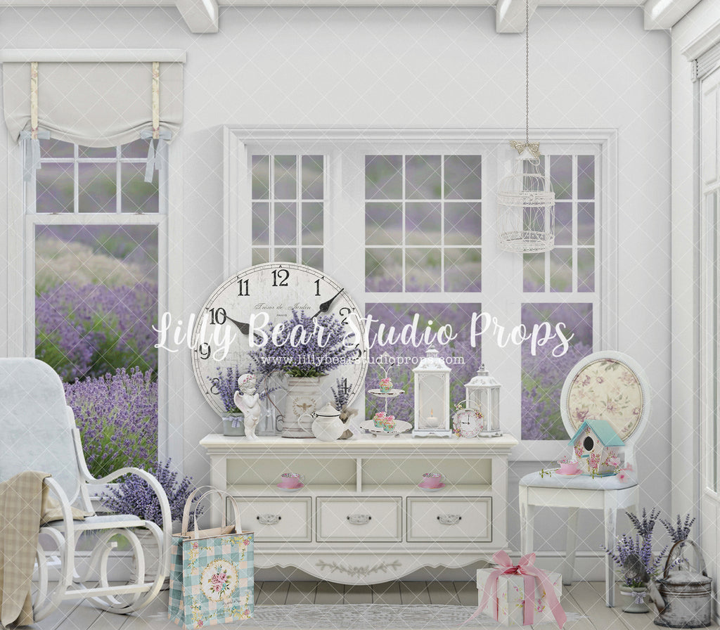 Tea Time Lavender - Lilly Bear Studio Props, exposed brick, FABRICS, fence, florals, flower box, happy easter, high tea, lavendar, lavendar floral, lavender, lavender floral, spring, spring floral, spring flowers, spring garden, spring house, spring window, springtime, springwindow, tea time