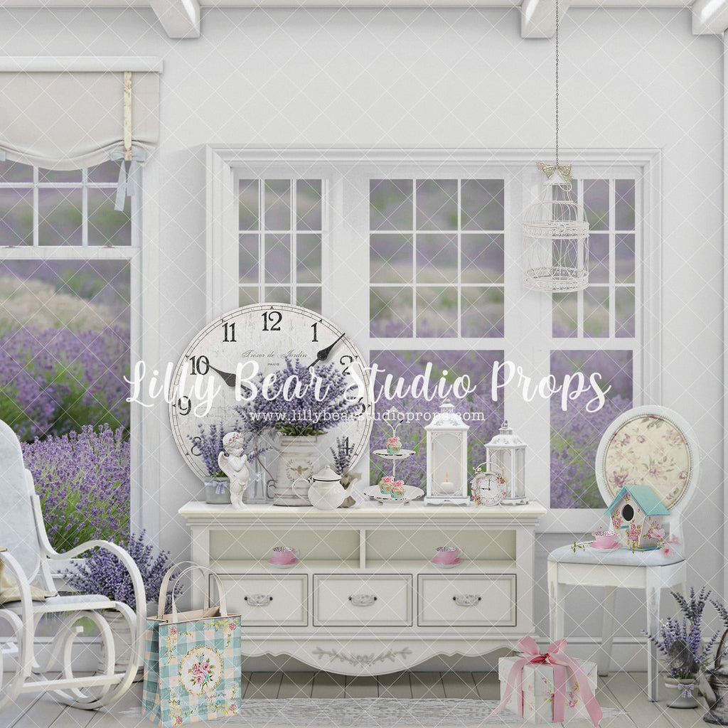 Tea Time Lavender - Lilly Bear Studio Props, exposed brick, FABRICS, fence, florals, flower box, happy easter, high tea, lavendar, lavendar floral, lavender, lavender floral, spring, spring floral, spring flowers, spring garden, spring house, spring window, springtime, springwindow, tea time