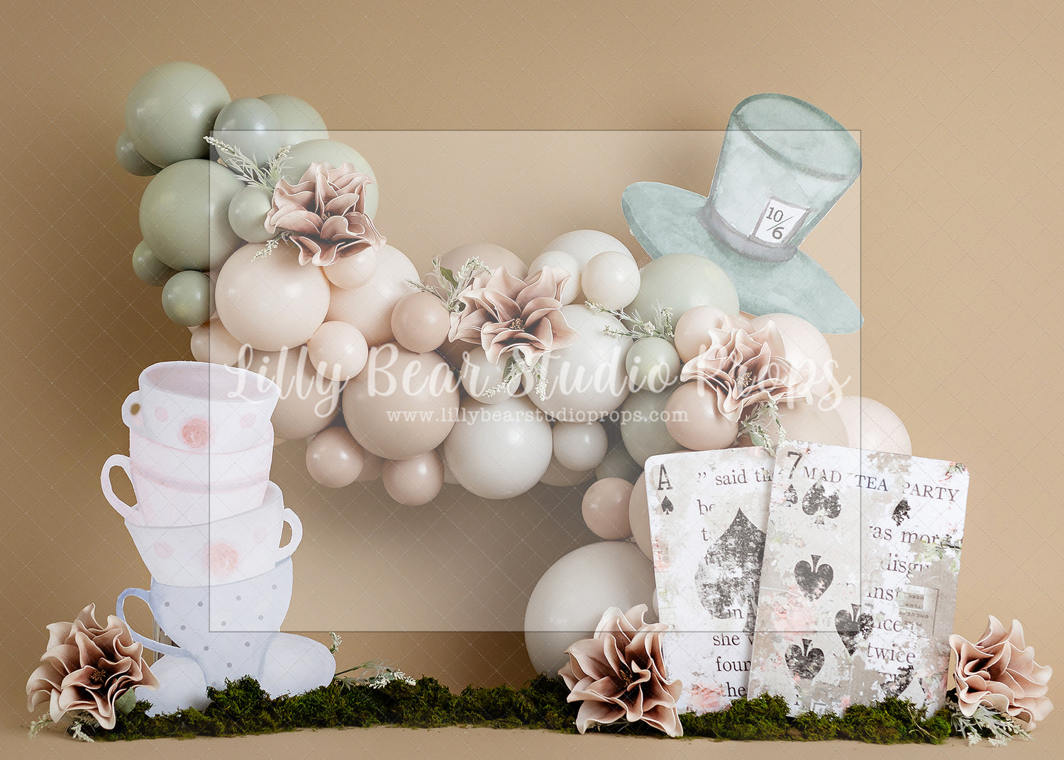 Tea for Alice - Lilly Bear Studio Props, alice in wonderland, boho, boho balloon garland, boho balloons, boho chic, boho garland, boho rings, boho spring, FABRICS, one, playing cards, tea cup, tea cups, tea party