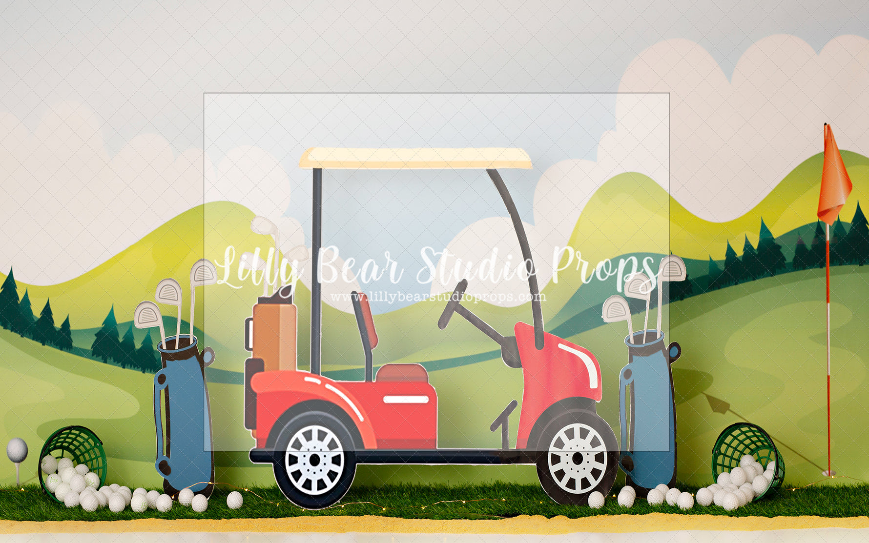 Tee Off - Lilly Bear Studio Props, FABRICS, golf, golf balls, golf cart, golf club, golf country club, golf course, golf driver, golf star