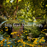 The Hollow Moon - Lilly Bear Studio Props, bird, daffodils, daisy, dried floral, FABRICS, fairies, fairy garden, fence, forest, forest entry, garden, garden entry, grass, grass garden, honey flower, ladder, rock garden, rustic door, rustic fence, spring, spring floral, spring garden, springtime, yellow daisies