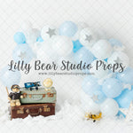 Thomas the teddy takes flight - Lilly Bear Studio Props, aviation, aviator, balloon garland, boho, boho garland, boho teddies, boho teddy, cloud swing, clouds, how times flies, oh how time flies, oh where does the time go, planes, suit case, swing, teddies, teddy bear picnic, teddy bears, time flies, up up and away