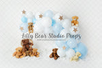 Tilly the Teddie and Friends - Lilly Bear Studio Props, airplane, aviation, aviator, blue and white, boy balloon garland, boy balloons, flying, oh how times flies, oh the places we will go, silver star, silver stars, stars, teddy, teddy balloons, teddy bear, teddy bear picnic, teddy bears, teddys, time flies