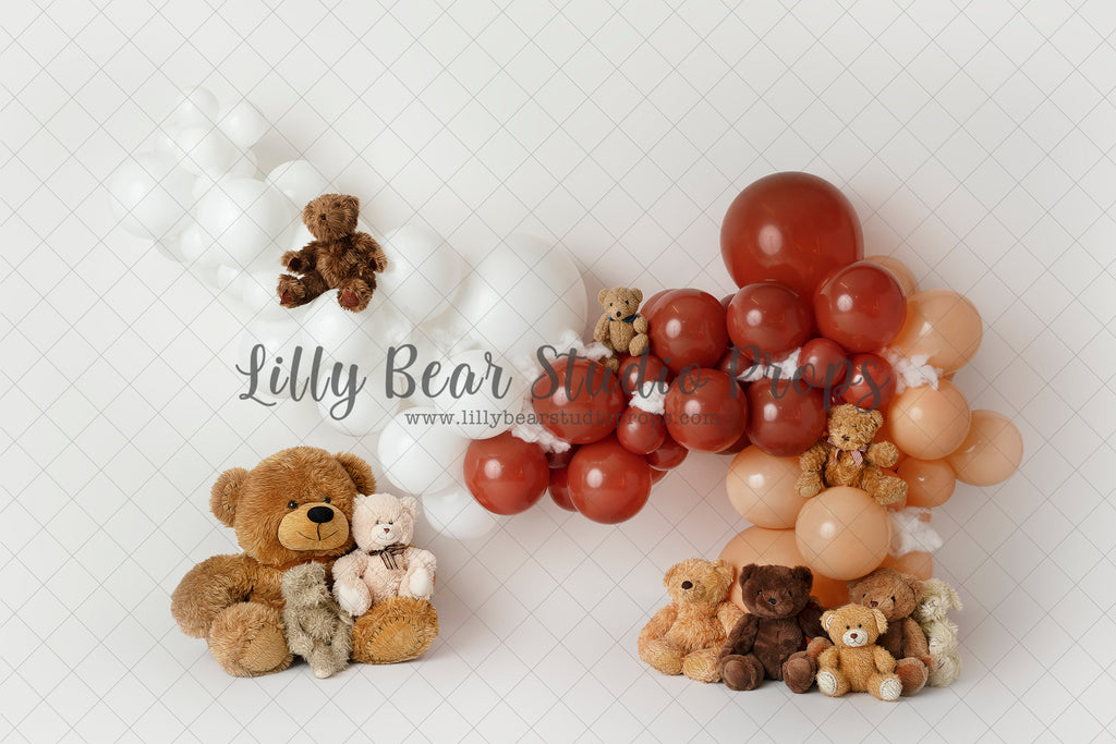 Timothy & Friends - Lilly Bear Studio Props, boy balloon garland, boy balloons, brown balloons, flying, oh how times flies, oh the places we will go, silver star, silver stars, stars, teddy, teddy balloons, teddy bear, teddy bear balloons, teddy bear picnic, teddy bears, teddys, time flies