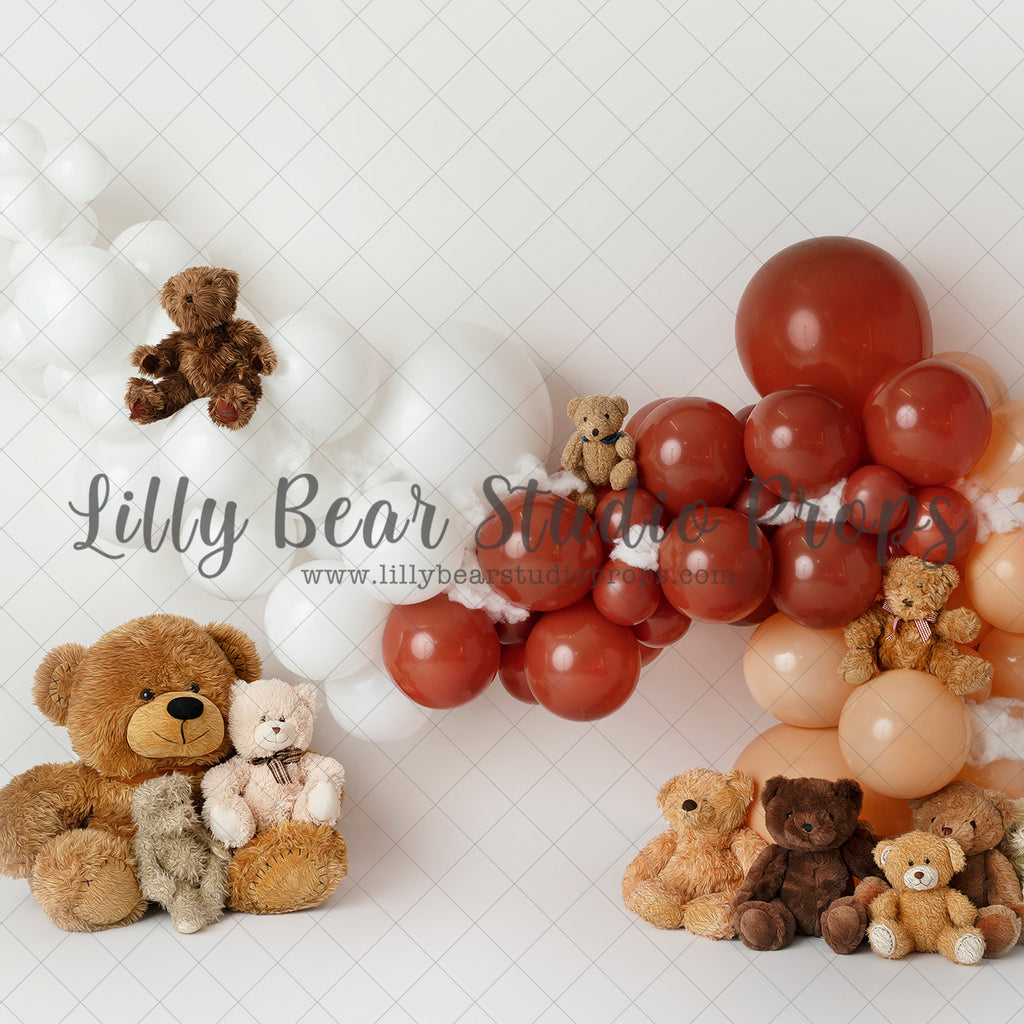 Timothy & Friends - Lilly Bear Studio Props, boy balloon garland, boy balloons, brown balloons, flying, oh how times flies, oh the places we will go, silver star, silver stars, stars, teddy, teddy balloons, teddy bear, teddy bear balloons, teddy bear picnic, teddy bears, teddys, time flies