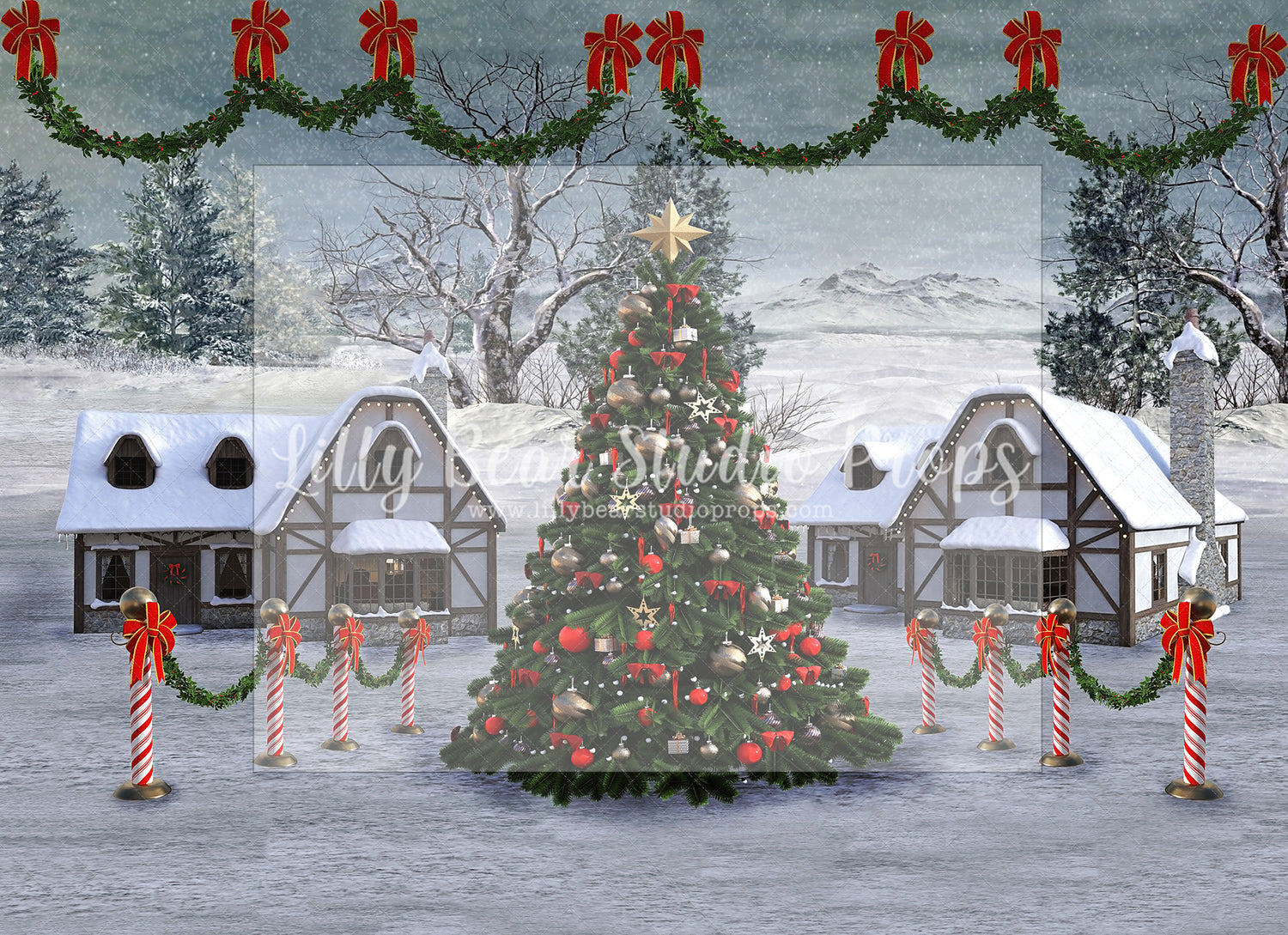 Town Square Christmas by Santana Nicole Photography - Lilly Bear Studio Props, camper, christmas eve, christmas forest, christmas lodge, christmas mini, christmas pine tree, christmas pine trees, christmas square, christmas town, christmas tree farm, christmas village, christmas village pine trees, FABRICS, little camper, merry christmas, snow forest, snow pine tree forest, snow pines, tree farm, VW camper, winter camper