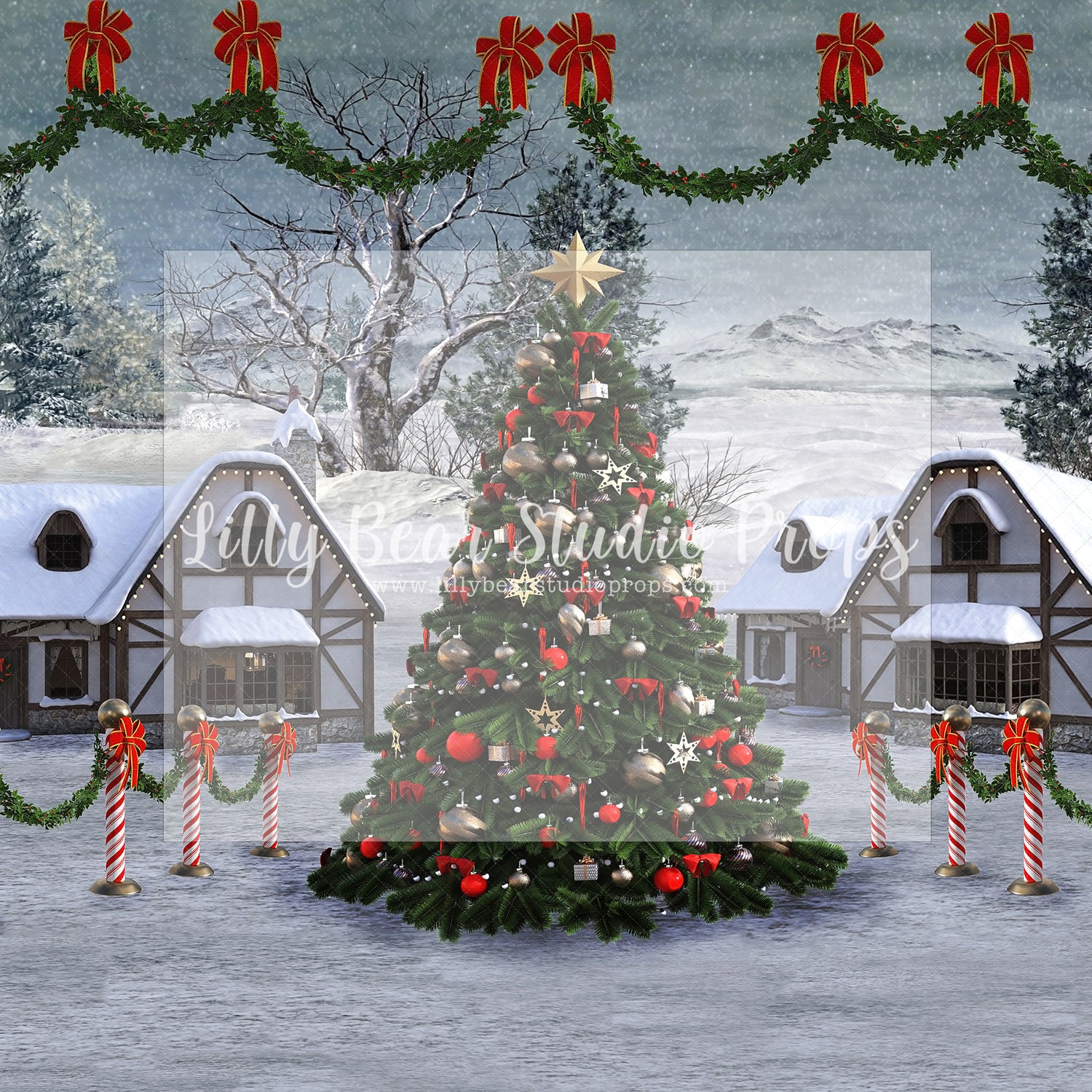 Town Square Christmas by Santana Nicole Photography - Lilly Bear Studio Props, camper, christmas eve, christmas forest, christmas lodge, christmas mini, christmas pine tree, christmas pine trees, christmas square, christmas town, christmas tree farm, christmas village, christmas village pine trees, FABRICS, little camper, merry christmas, snow forest, snow pine tree forest, snow pines, tree farm, VW camper, winter camper