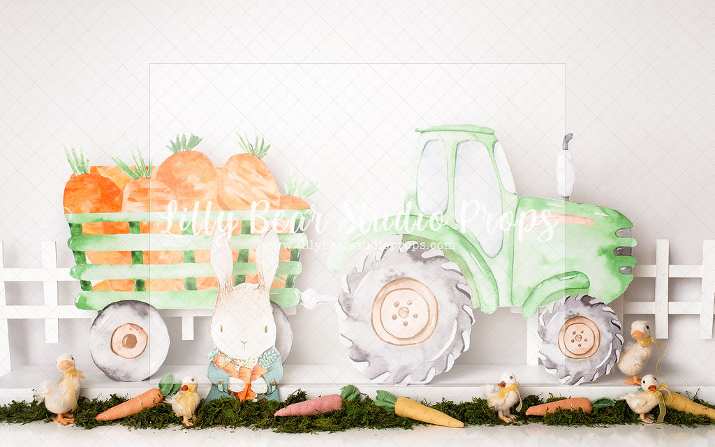 Tractor Full Of Carrots - Lilly Bear Studio Props, bunnies, bunny, carrots, easter, easter garden, easter grass, easter tractor, FABRICS, grass, tractor, Wrinkle Free Fabric