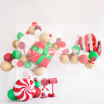 Traditional Xmas Garland - Lilly Bear Studio Props, balloon arch, cake smash, candy cane, candy cane stand, christmas balloon garland, christmas balloons, santa, santa candy cane, santa mail, santa presents, santa shop, spring flowers, white balloon arch, white balloons