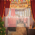 Tram Car Christmas - Lilly Bear Studio Props, christmas, Cozy, Decorated, Festive, Giving, Holiday, Holy, Hopeful, Joyful, Merry, Peaceful, Peacful, Red & Green, Seasonal, Winter, Xmas, Yuletide