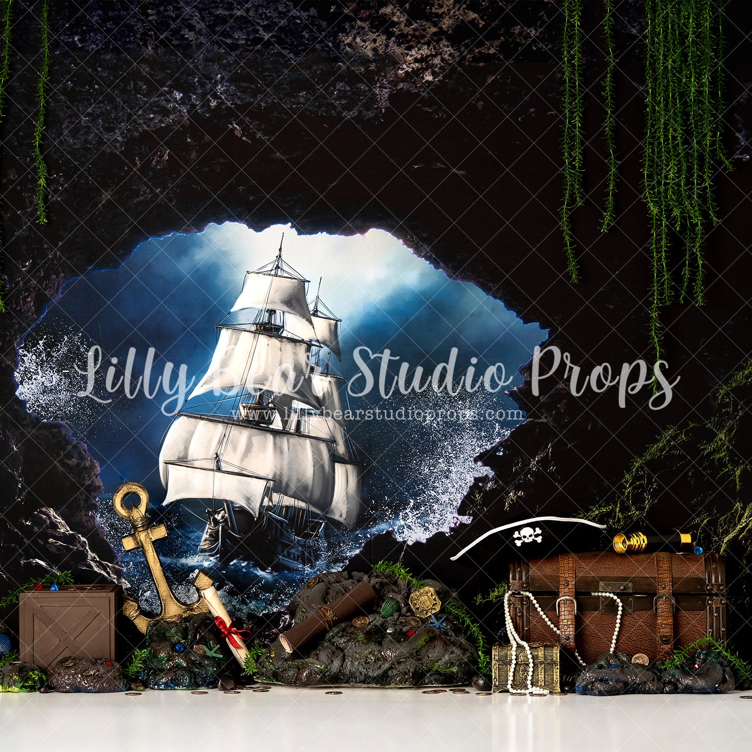 Treasure Cove - Lilly Bear Studio Props, anker, captain, captain hook, cave, cove, fabric, gold, mermaid, ocean, ocean blue, ocean current, peter pan, pirate, pirate map, pirate ship, pirates, pirates of the carribean, pirateship, poly, sea, ship, treasure, under the sea, undersea, vinyl