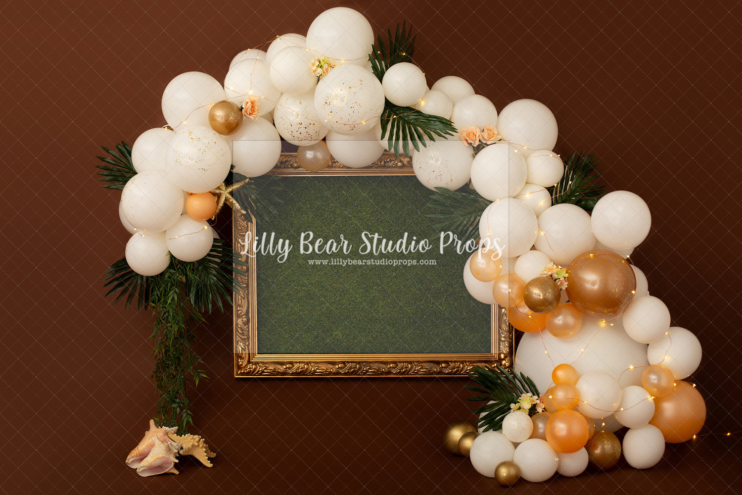 Tropical Balloon Arch & Gold Frame Dark