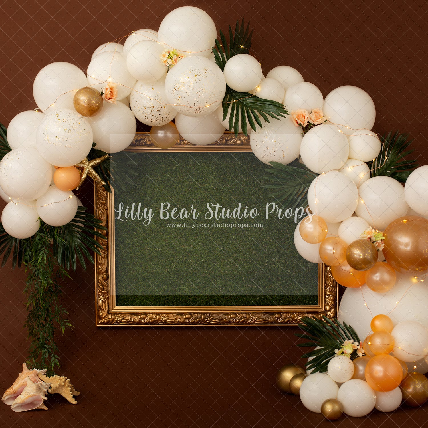 Tropical Balloon Arch & Gold Frame Dark