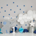 Trunks Up by Sweet Memories Photos By Carolyn sold by Lilly Bear Studio Props, balloon garland - birthday - boy - cake