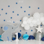 Trunks Up by Sweet Memories Photos By Carolyn sold by Lilly Bear Studio Props, balloon garland - birthday - boy - cake