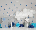 Trunks Up by Sweet Memories Photos By Carolyn sold by Lilly Bear Studio Props, balloon garland - birthday - boy - cake