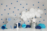 Trunks Up by Sweet Memories Photos By Carolyn sold by Lilly Bear Studio Props, balloon garland - birthday - boy - cake