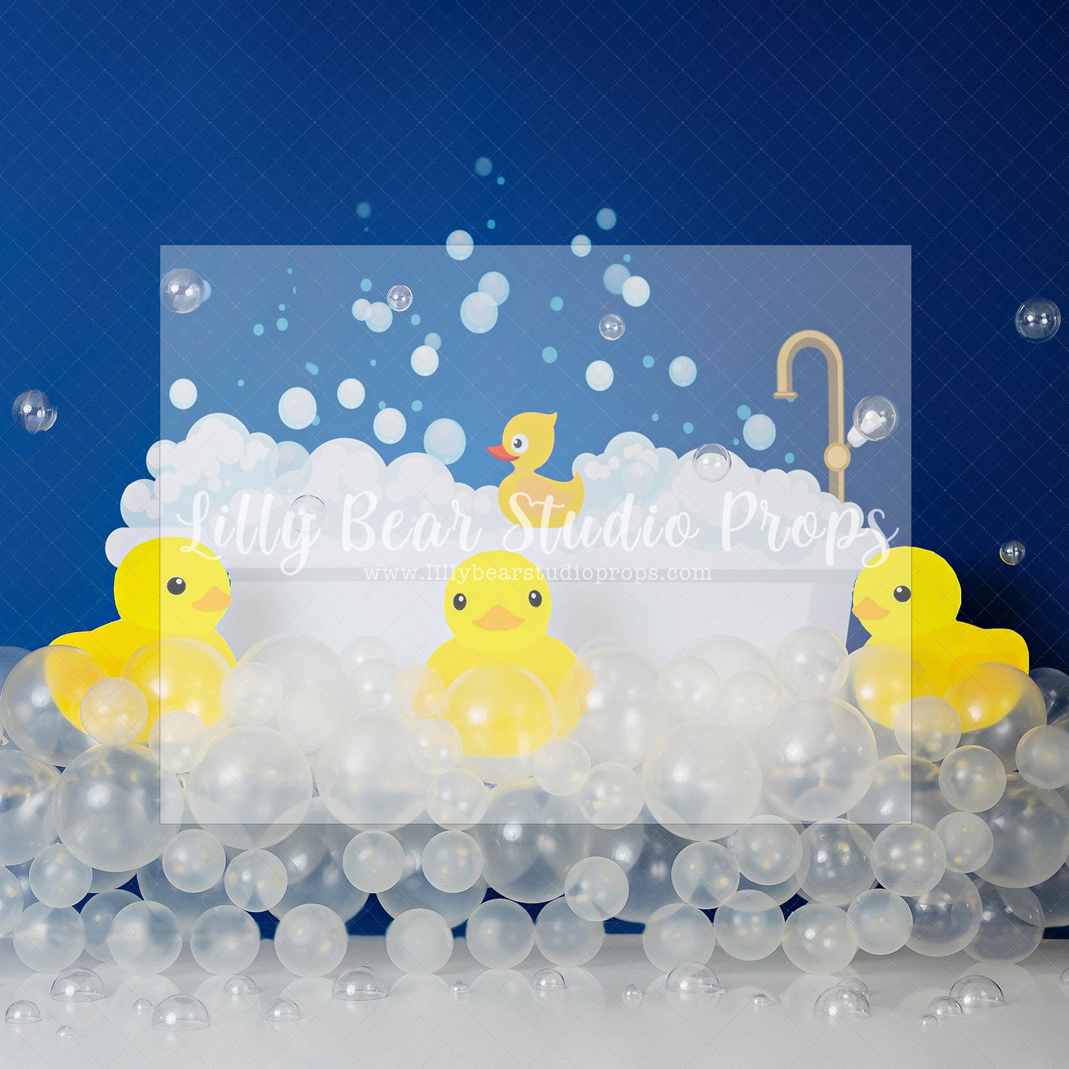 Tub Time - Lilly Bear Studio Props, bath, bath fun, bathtime, bubble bath, bubbles, clear bubbles, duck, duckling, ducky, FABRICS, glitter bubbles, kids toys, rubber duck, rubber ducky, toys
