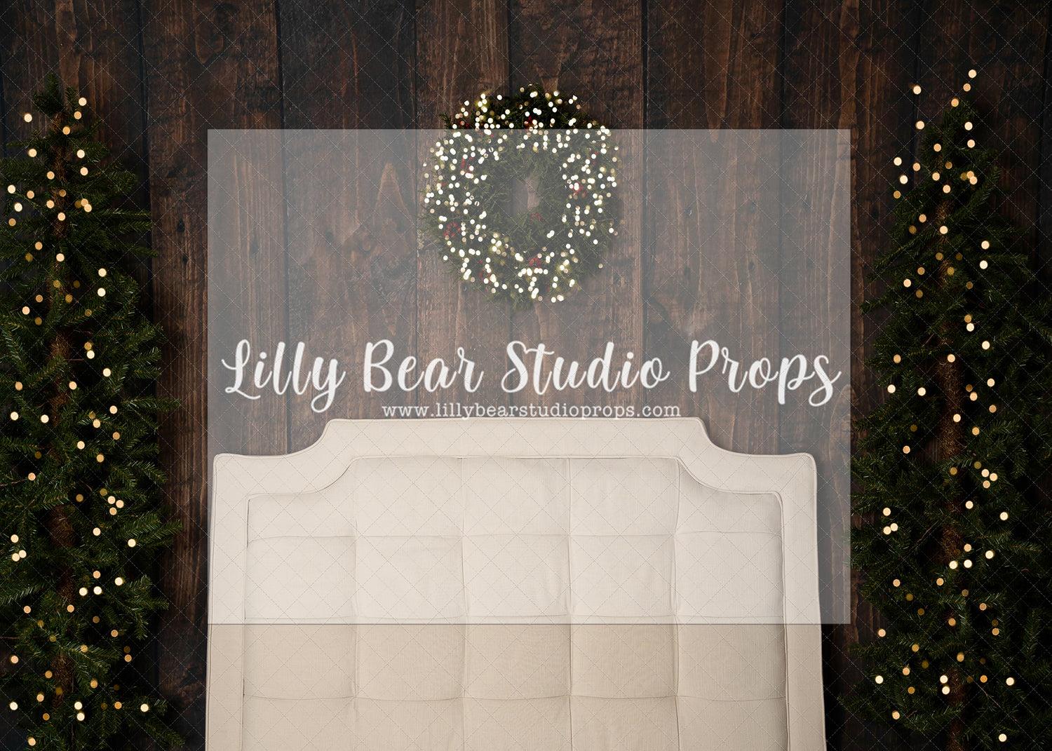 Tuffed Bed Frame - Lilly Bear Studio Props, christmas, Cozy, Decorated, Festive, Giving, Holiday, Holy, Hopeful, Joyful, Merry, Peaceful, Peacful, Red & Green, Seasonal, Winter, Xmas, Yuletide