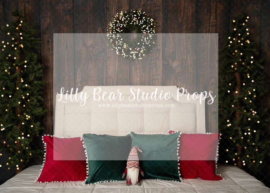 Tuffed Gnome Bed - Lilly Bear Studio Props, christmas, Cozy, Decorated, Festive, Giving, Holiday, Holy, Hopeful, Joyful, Merry, Peaceful, Peacful, Red & Green, Seasonal, Winter, Xmas, Yuletide
