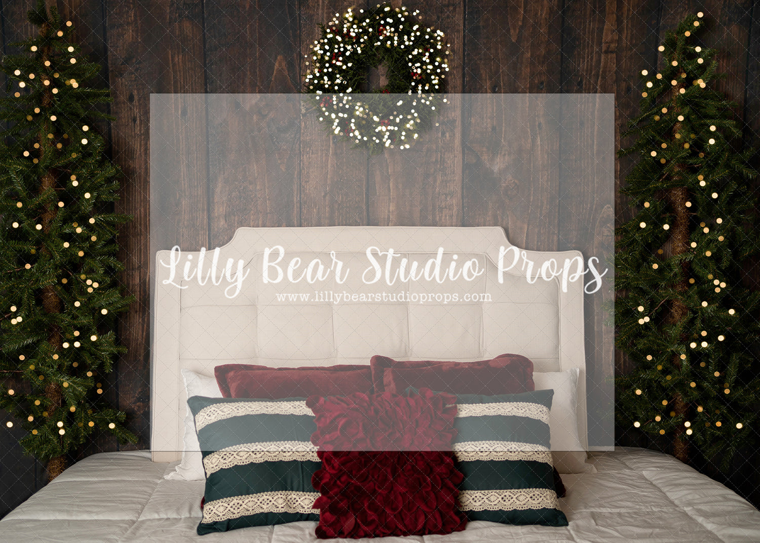 Tuffed Holiday Bed - Lilly Bear Studio Props, christmas, Cozy, Decorated, Festive, Giving, Holiday, Holy, Hopeful, Joyful, Merry, Peaceful, Peacful, Red & Green, Seasonal, Winter, Xmas, Yuletide
