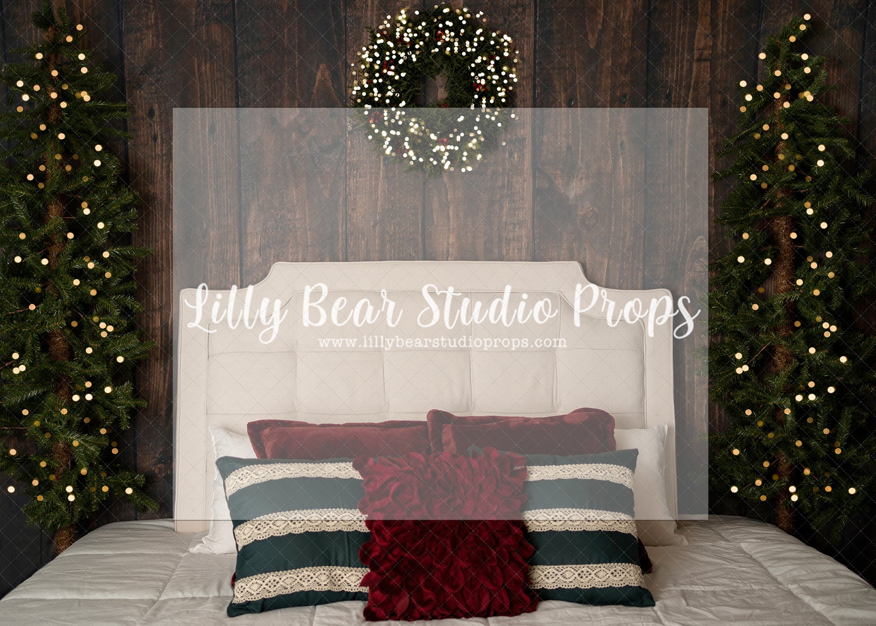Tuffed Holiday Bed - Lilly Bear Studio Props, christmas, Cozy, Decorated, Festive, Giving, Holiday, Holy, Hopeful, Joyful, Merry, Peaceful, Peacful, Red & Green, Seasonal, Winter, Xmas, Yuletide