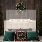 Tuffed Merry Bed - Lilly Bear Studio Props, christmas, Cozy, Decorated, Festive, Giving, Holiday, Holy, Hopeful, Joyful, Merry, Peaceful, Peacful, Red & Green, Seasonal, Winter, Xmas, Yuletide