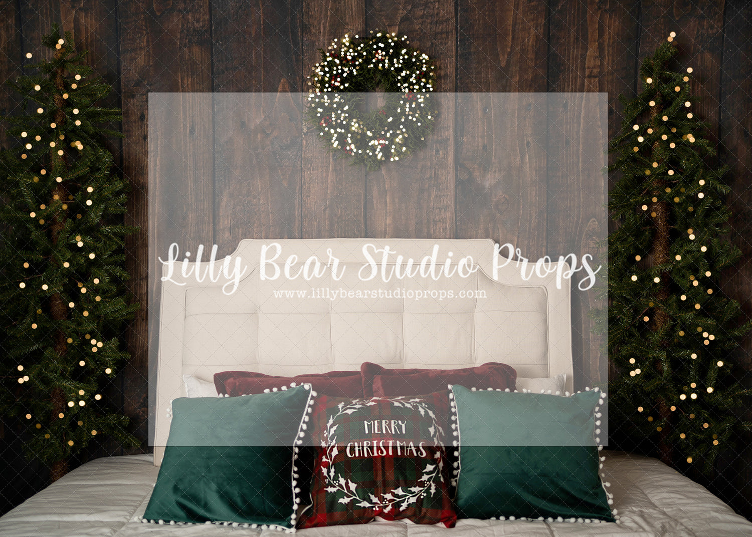Tuffed Merry Bed - Lilly Bear Studio Props, christmas, Cozy, Decorated, Festive, Giving, Holiday, Holy, Hopeful, Joyful, Merry, Peaceful, Peacful, Red & Green, Seasonal, Winter, Xmas, Yuletide
