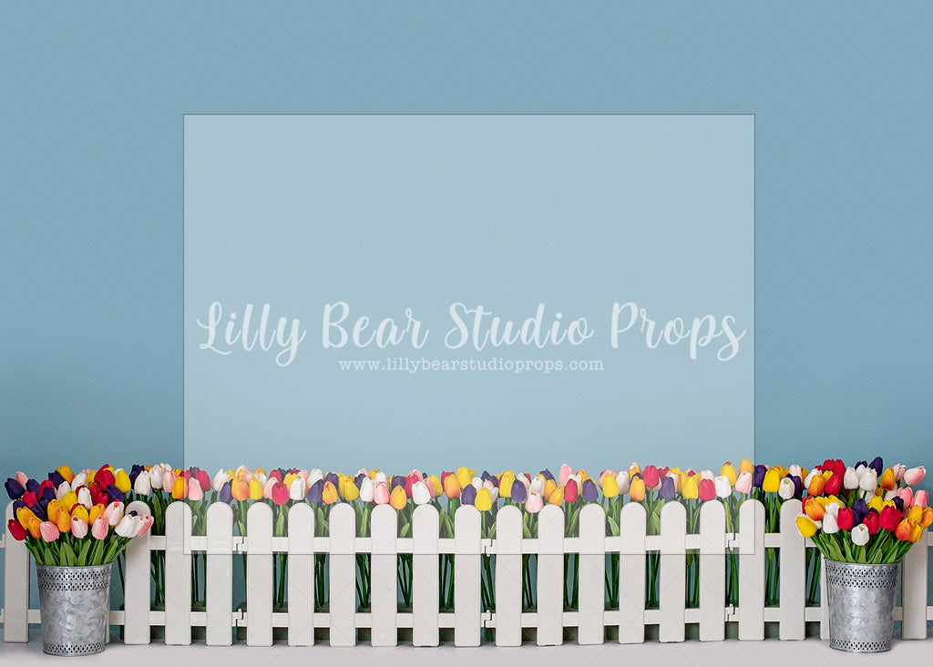 Tulip Picket Fence - Lilly Bear Studio Props, balloon clouds, boho spring, FABRICS, flower barn doors, flower garden, flowers, spring, spring garden, tulips