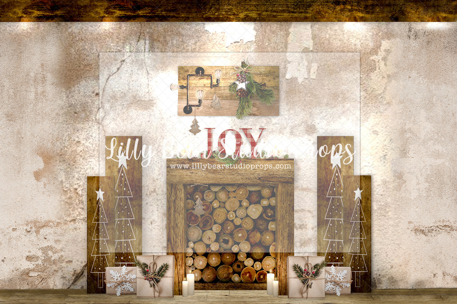 Tuscan Joy Loft - Lilly Bear Studio Props, boho christmas fireplace, candles, candy cane, christmas, christmas fireplace, christmas snow, christmas train, christmas tree farm, Cozy, Decorated, Fabric, FABRICS, Festive, fireplace, Giving, Holiday, Holy, Hopeful, Joyful, lollipops, Merry, Peaceful, Peacful, Red & Green, santa, santa candy cane, Seasonal, train tracks, tree farm, white fireplace, winter, wreath, Xmas, Yuletide