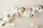 Twinkle Twinkle Little Starry Garland - Lilly Bear Studio Props, balloon garland, gold, gold balloons, gold stars, little star, little stars, marquee, marquee stars, sky, sky blue, star, starry sky, stars, stars in sky, twinkle twinkle, twinkle twinkle little star, white and gold, white and gold balloons