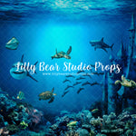 Underwater Kingdom - Lilly Bear Studio Props, blue seashells, coral, coral reef, little mermaid, mermaid, mermaid lagoon, mermaid reef, mermaid scales, pink seashells, reef, sea, seashell, under the sea, under water, underwater, underwater bubbles, water, watercolour, watercolour water