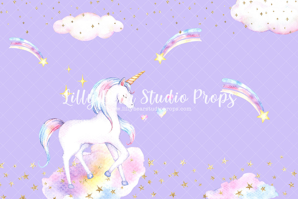 dreams of unicorns - Lilly Bear Studio Props, Fabric, glitter unicorn, magic unicorn, pink unicorn, purple, raining unicorns, unicorn, unicorn land, unicorn party, universe, Wrinkle Free Fabric