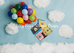 Up, Up & Away - Lilly Bear Studio Props, balloon garland, balloons, blue, FABRICS, flying, hot air balloon, hot air balloons, UP, up and away, up movie, white